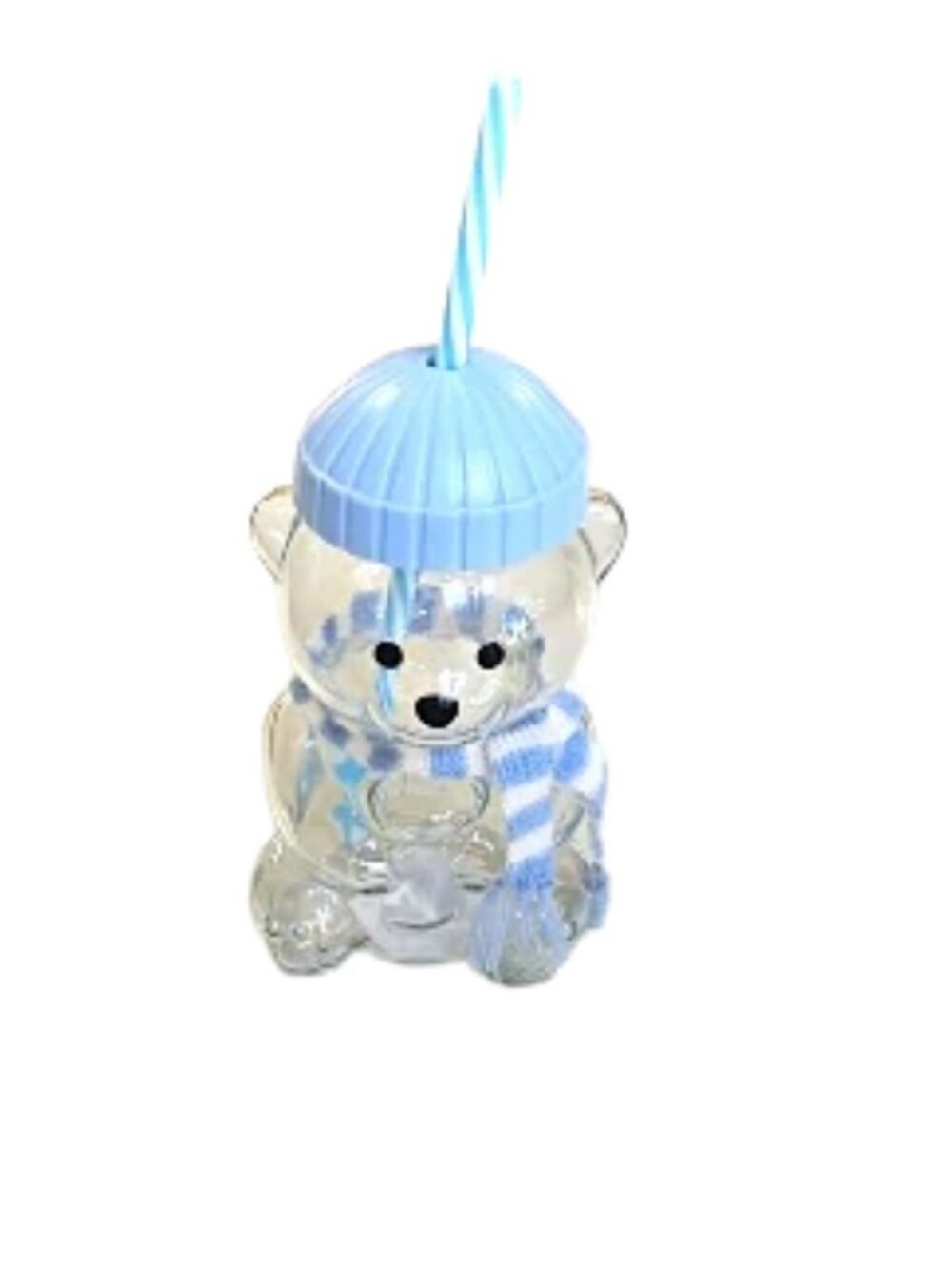 Blue Bear-Shaped Sipper Cup with Straw - Cute Drinkware